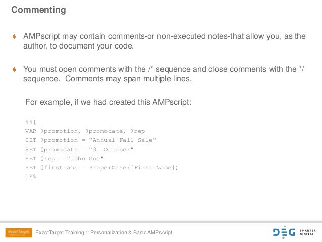 ExactTarget Training: Personalization & AMPscript