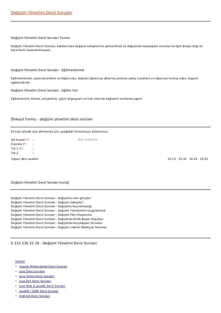 Degisim Yonetimi Dersi Sorulari