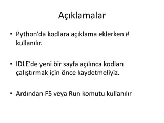 Python programlama dilinde değişken ve değişken tanımlama kuralları ...