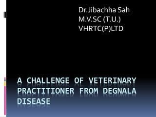 A CHALLENGE OF VETERINARY
PRACTITIONER FROM DEGNALA
DISEASE
Dr.Jibachha Sah
M.V.SC (T.U.)
VHRTC(P)LTD
 
