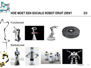 15/10/2015 6
HOE MOET EEN SOCIALE ROBOT ERUIT ZIEN? 2/3
Functioneel
Karikatureel
 