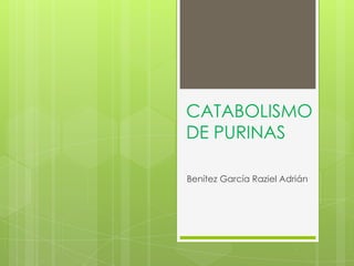 CATABOLISMO
DE PURINAS
Benítez García Raziel Adrián
 