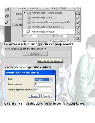 La vamos a seleccionar opciones en propiedades
Y aparecerá la siguiente ventana
En ella en estilo seleccionamos lo siguiente y aceptamos
 