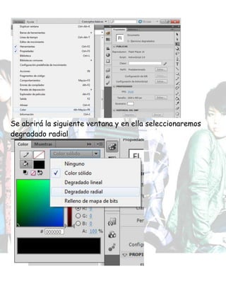 Se abrirá la siguiente ventana y en ella seleccionaremos
degradado radial
 