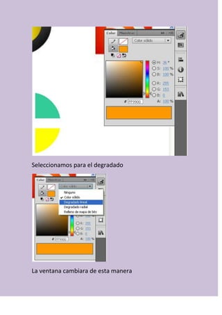 Seleccionamos para el degradado
La ventana cambiara de esta manera
 