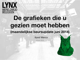 De grafieken die u
gezien moet hebben
Karel Mercx
26 juni 2014
(maandelijkse beursupdate juni 2014)
 