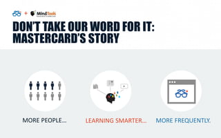 +
DON’T TAKE OUR WORD FOR IT:
MASTERCARD’S STORY
MORE FREQUENTLY.MORE PEOPLE… LEARNING SMARTER…
 