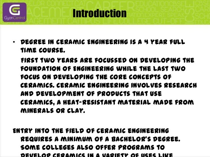 Degree in ceramic engineering