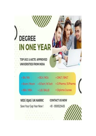 DEGREE IN ONE YEAR | B.TECH, DIPLOMA IN ENGINEERING PROGRAM