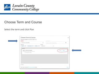 Choose Term and Course
Select the term and click Plan
 