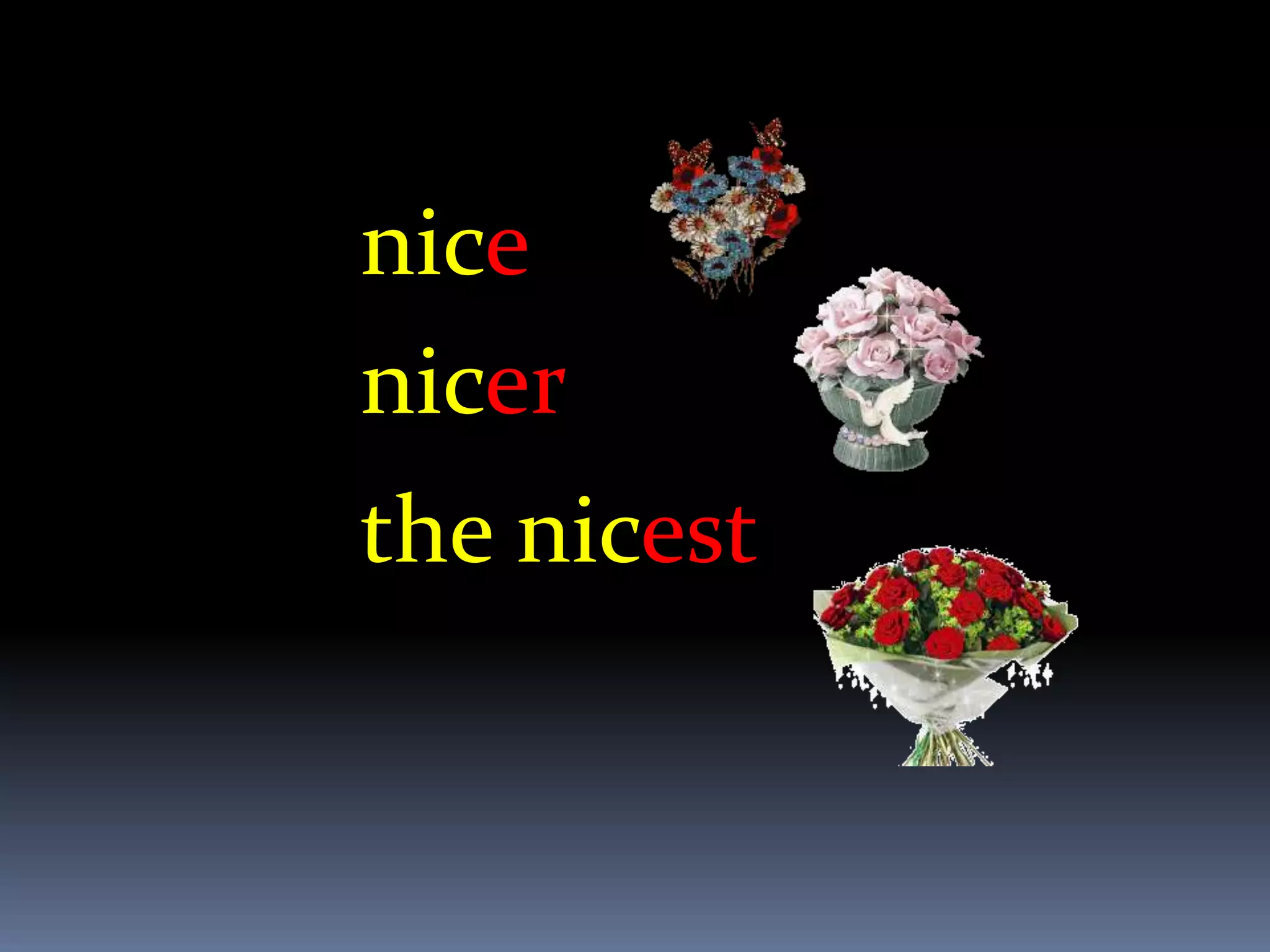 nice
nicer
the nicest
 