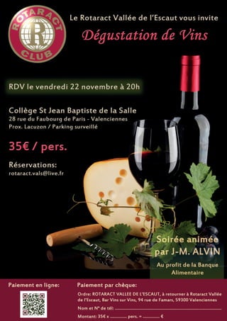 Degustation de Vins Rotaract Valenciennes Vallee de l'Escaut