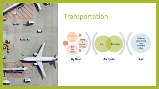 Transportation
Air route Rail
Int. Domestic
Car
Rental
in
Delhi Temp
o
travell
er hireBus
on
rent
Railway
connected
from
d...