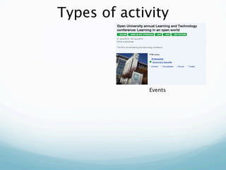 Types of activity




              Events
 
