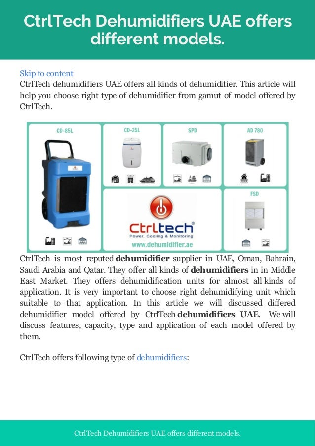 Dehumidifier model offered by ctrl tech dehumidifiers UAE, Saudi Arabia