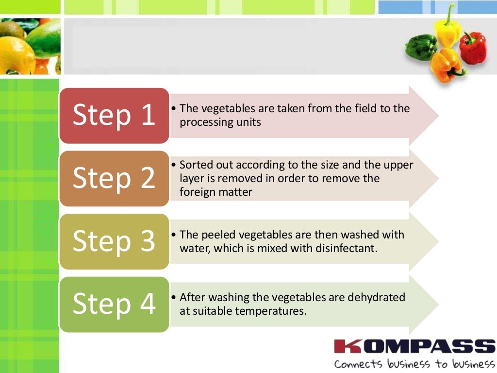 Process of Dehydrated vegetables