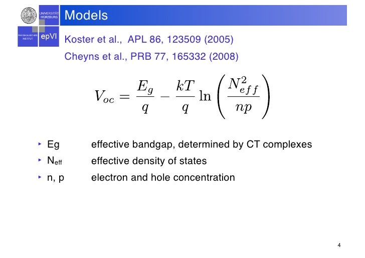 The opencircuit voltage in organic solar cells
