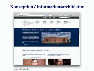 Konzeption / Informationsarchitektur 
www.adwmainz.de 
 