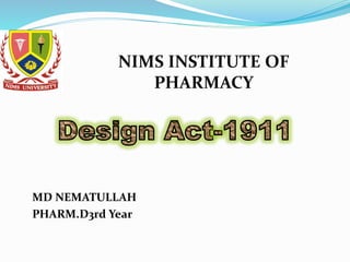 MD NEMATULLAH
PHARM.D3rd Year
NIMS INSTITUTE OF
PHARMACY
 