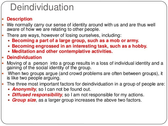 deindividuation deindividuation