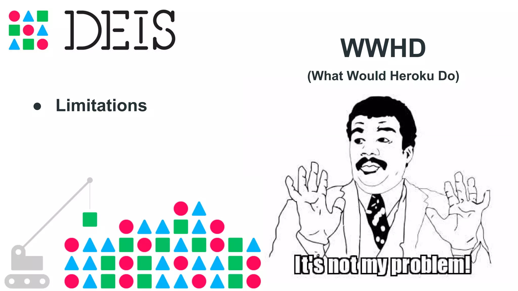 WWHD 
(What Would Heroku Do) 
● Limitations 
 