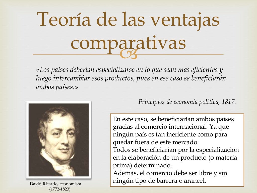 David Ricardo, teoria de las ventajas comparativas y renta diferencia…