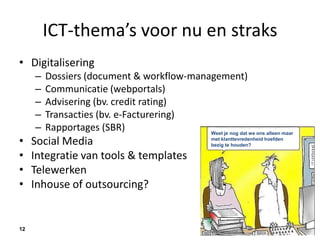 5Het kantoor in 2020Kantoor is ‘regisseur van de behoeften’ d.m.v. proactieve en multidisciplinaire teamsDigitale samenwerking tussen kantoor en cliëntVersterking van de adviesfunctie‘Oude’ dienstverlening migreert naar nieuwe vormen