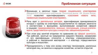 Проблемная ситуация
Возникшая в десятых годах теория социального кластеризма
[Макаров В.Л. Социальный кластеризм. Российс...