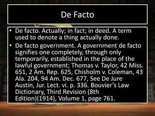 What does de facto mean best sale