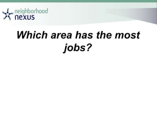 Which area has the most
jobs?
 