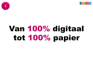 Wat - Leerkracht
2




    Van 100% digitaal
     tot 100% papier
 