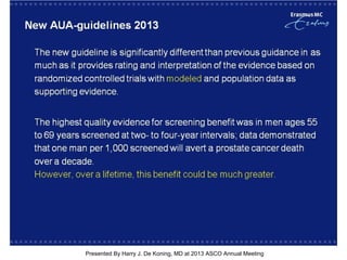 [TITLE]
Presented By Harry J. De Koning, MD at 2013 ASCO Annual Meeting
 