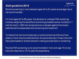[TITLE]
Presented By Harry J. De Koning, MD at 2013 ASCO Annual Meeting
 