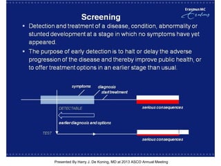[TITLE]
Presented By Harry J. De Koning, MD at 2013 ASCO Annual Meeting
 
