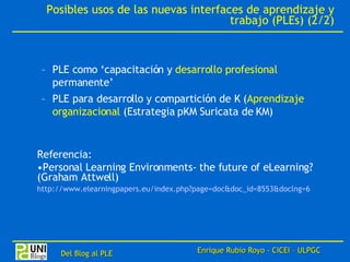 Elearning Screen Examples Ple Del Blog al PLE y a las Redes Sociales | PPT