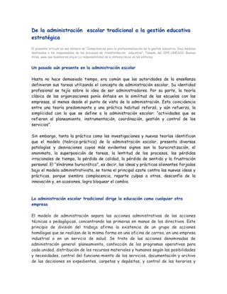 De la administracion a la gestion escolar | PDF