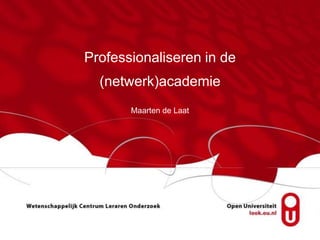 Professionaliseren in de
  (netwerk)academie
       Maarten de Laat
 