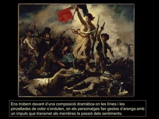 Ens trobem davant d’una composició dramàtica on les línies i les pinzellades de color s’ondulen, on els personatges fan ge...