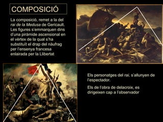 La composició, remet a la del  rai de la Medusa  de Gericault. Les figures s’emmarquen dins d’una piràmide ascensional en ...