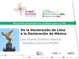 De la Declaración de Lima
a la Declaración de México
Luis Ricardo Gutiérrez Aparicio
Secretario Ejecutivo MUSAL
 