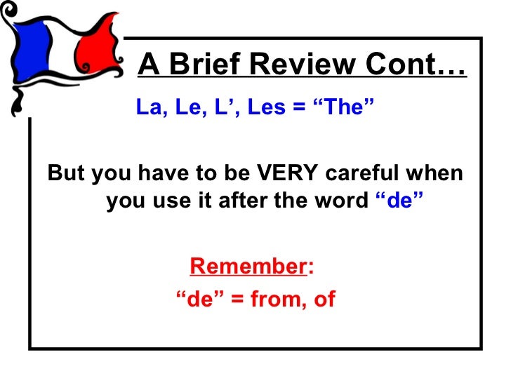 De la, De l', Du, Des?