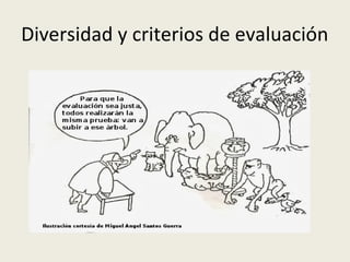 Diversidad y criterios de evaluación

 