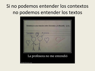 Si no podemos entender los contextos
no podemos entender los textos

 