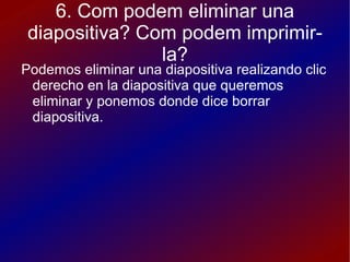 1.Quines eines conté la barra de dibuix de l'Impress? La barra Dibujo contiene las herramientas de edición que se usan más frecuentemente. Haga clic en la flecha que hay junto al ícono para abrir una barra de herramientas con comandos adicionales. 