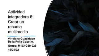 Actividad
integradora 6:
Crear un
recurso
multimedia.
Viridiana Guadalupe
De la Peña Cabello.
Grupo: M1C1G39-026
15/05/22
 