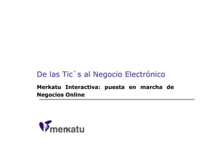 De las Tic`s al Negocio Electrónico
Merkatu Interactiva: puesta en marcha de
         Interactiva:
Negocios Online
 