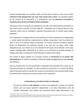 De las violencias a la cultura de paz en la escuela | PDF