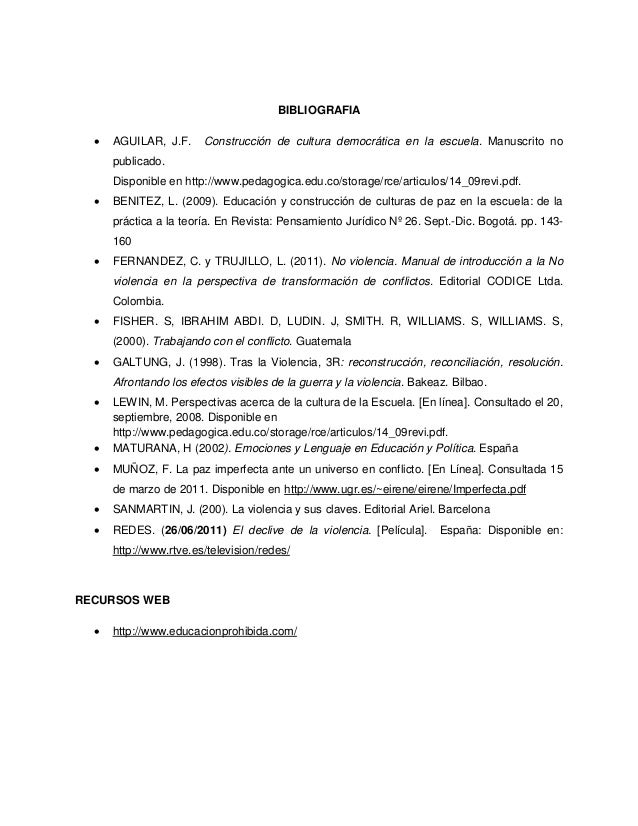 Cultura De Paz En La Escuela Pdf - Descargar Manual
