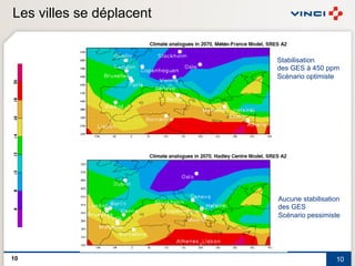Les villes se déplacent


                          Stabilisation
                          des GES à 450 ppm
                          Scénario optimiste




                          Aucune stabilisation
                          des GES
                          Scénario pessimiste




10                                          10
 