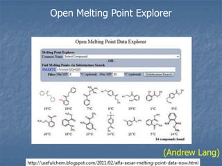 Open Melting Point Explorer




                         (Andrew Lang)
 